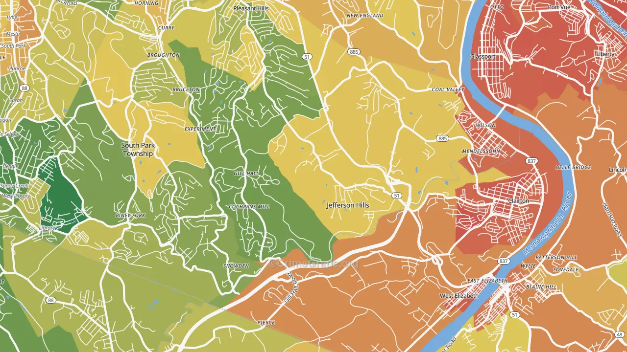 Jefferson Hills, PA Map of Murder Rates