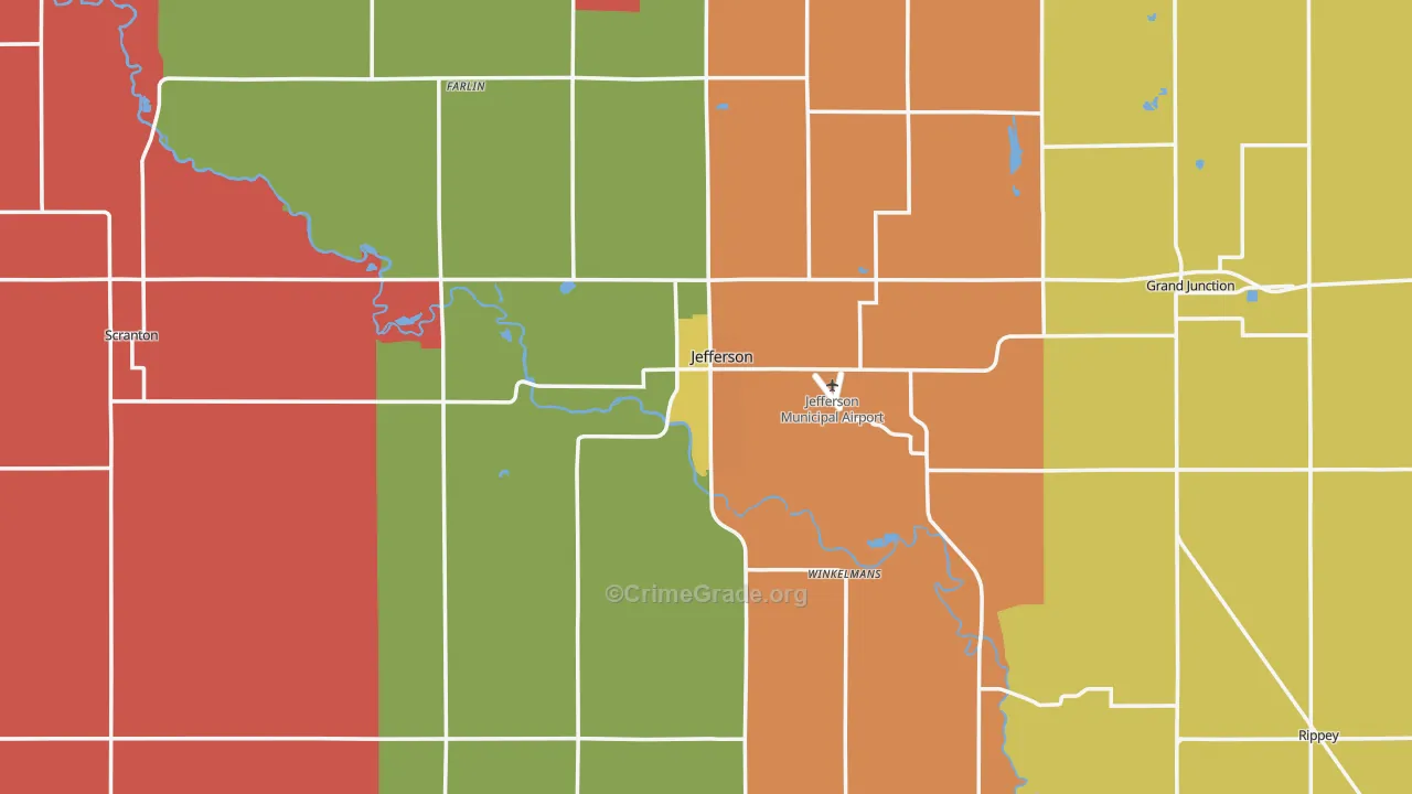 Jefferson, IA Map of Murder Rates