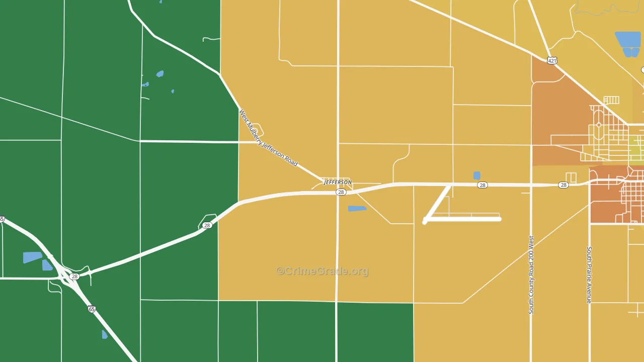 Jefferson, IN Map of Murder Rates