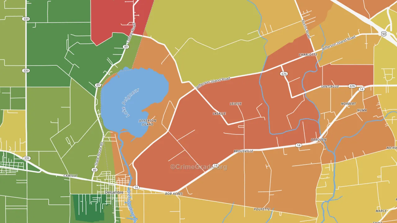 Jefferson Island, LA Map of Murder Rates