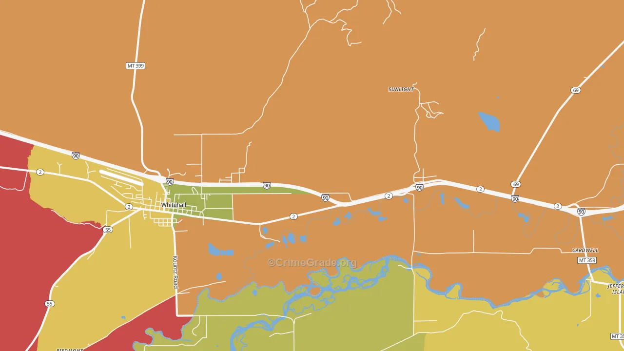 Jefferson Island, MT Map of Murder Rates