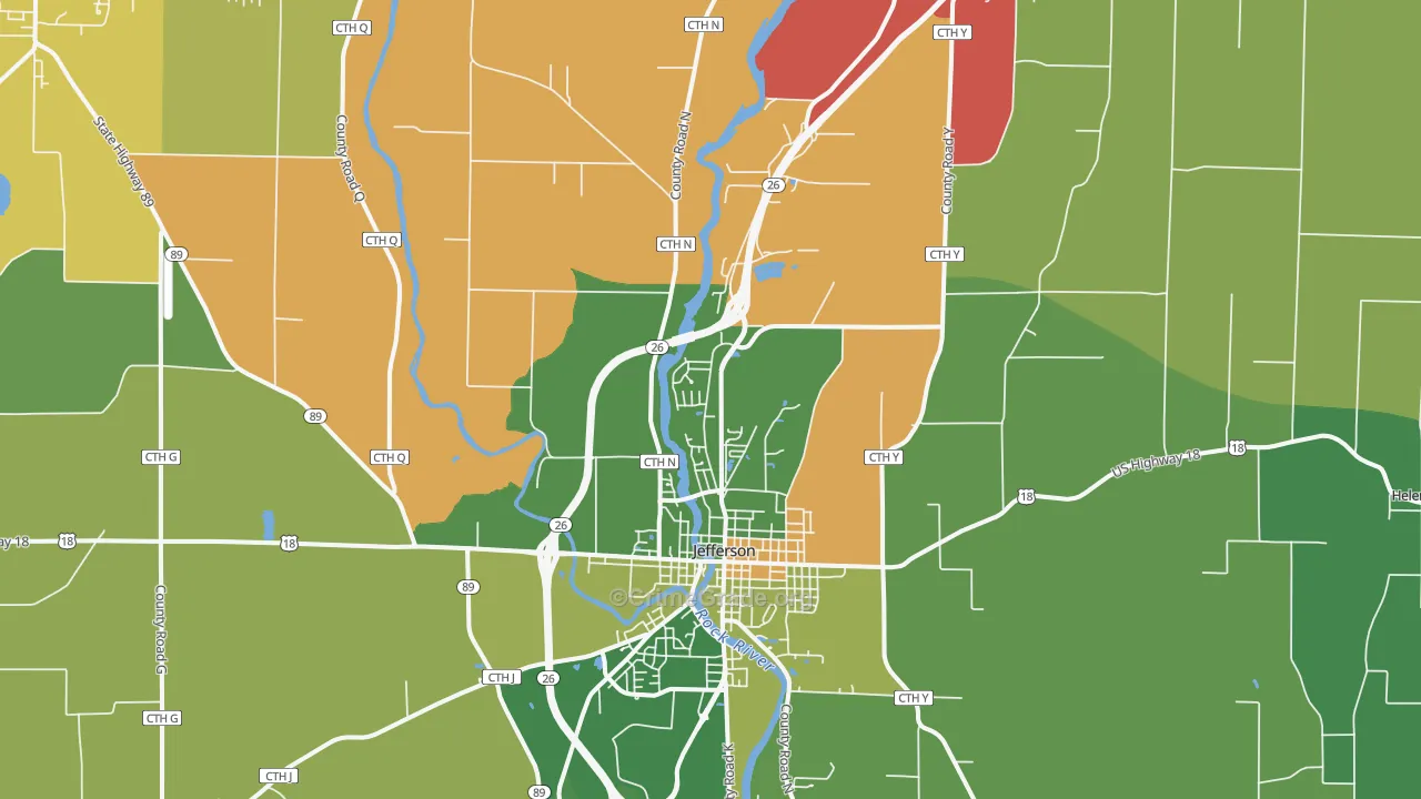 Jefferson Junction, WI Map of Murder Rates