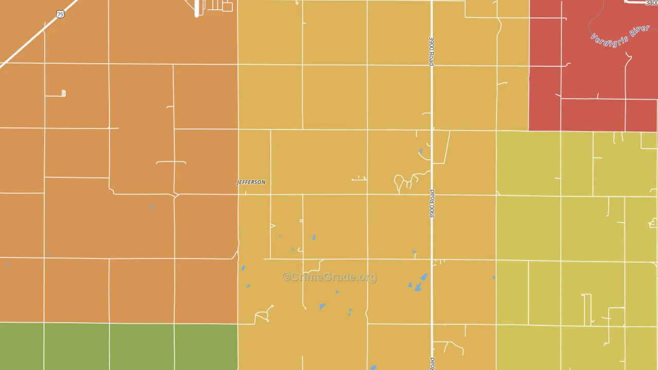 Jefferson, KS Map of Murder Rates