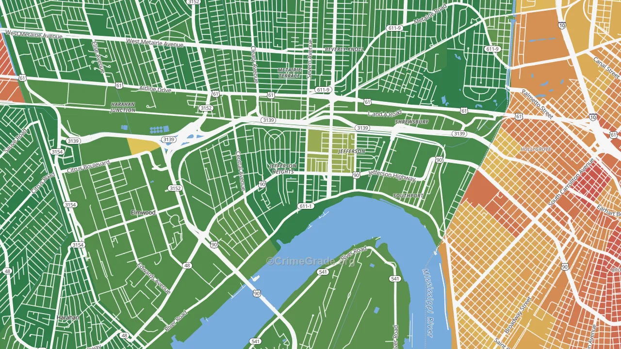 Jefferson, LA Map of Murder Rates