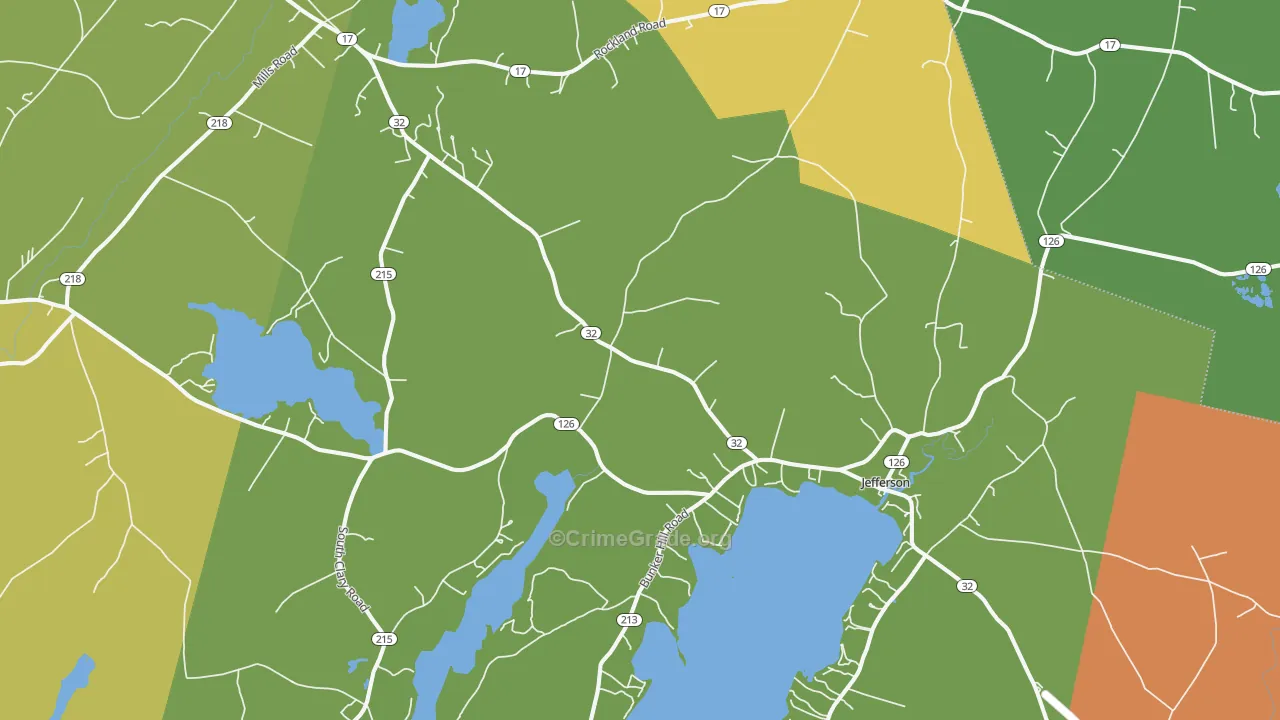 Jefferson, ME Map of Murder Rates