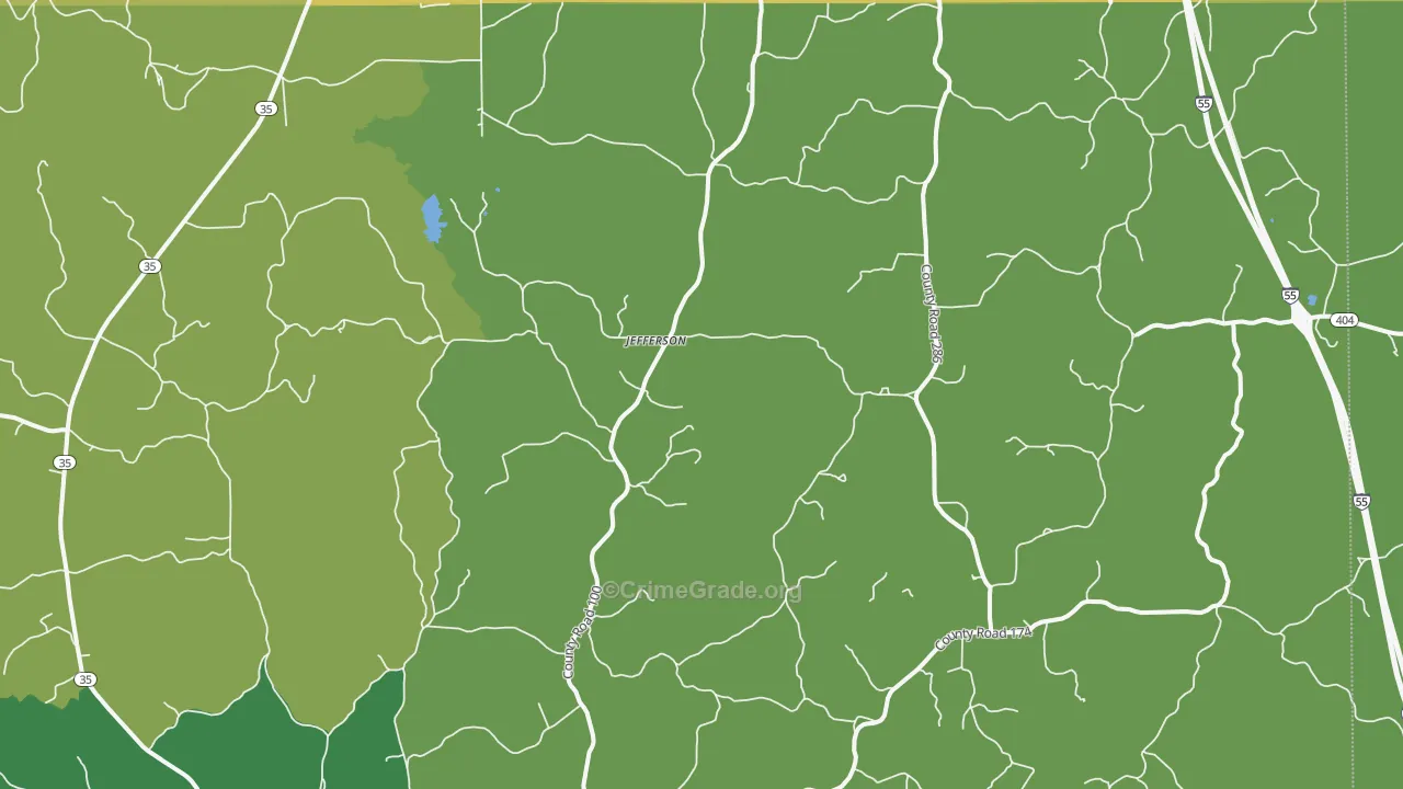 Jefferson, MS Map of Murder Rates