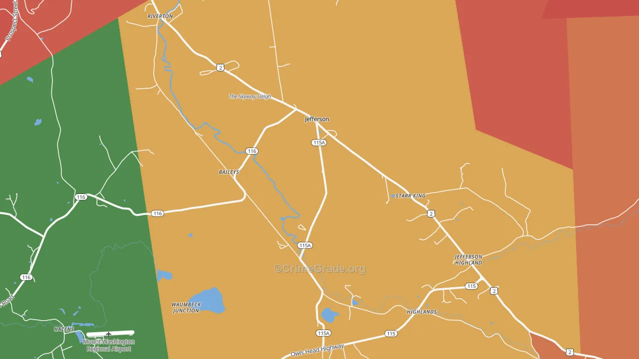 Jefferson, NH Map of Murder Rates