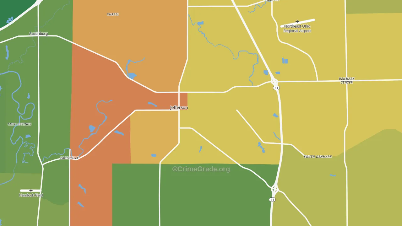 Jefferson, OH Map of Murder Rates