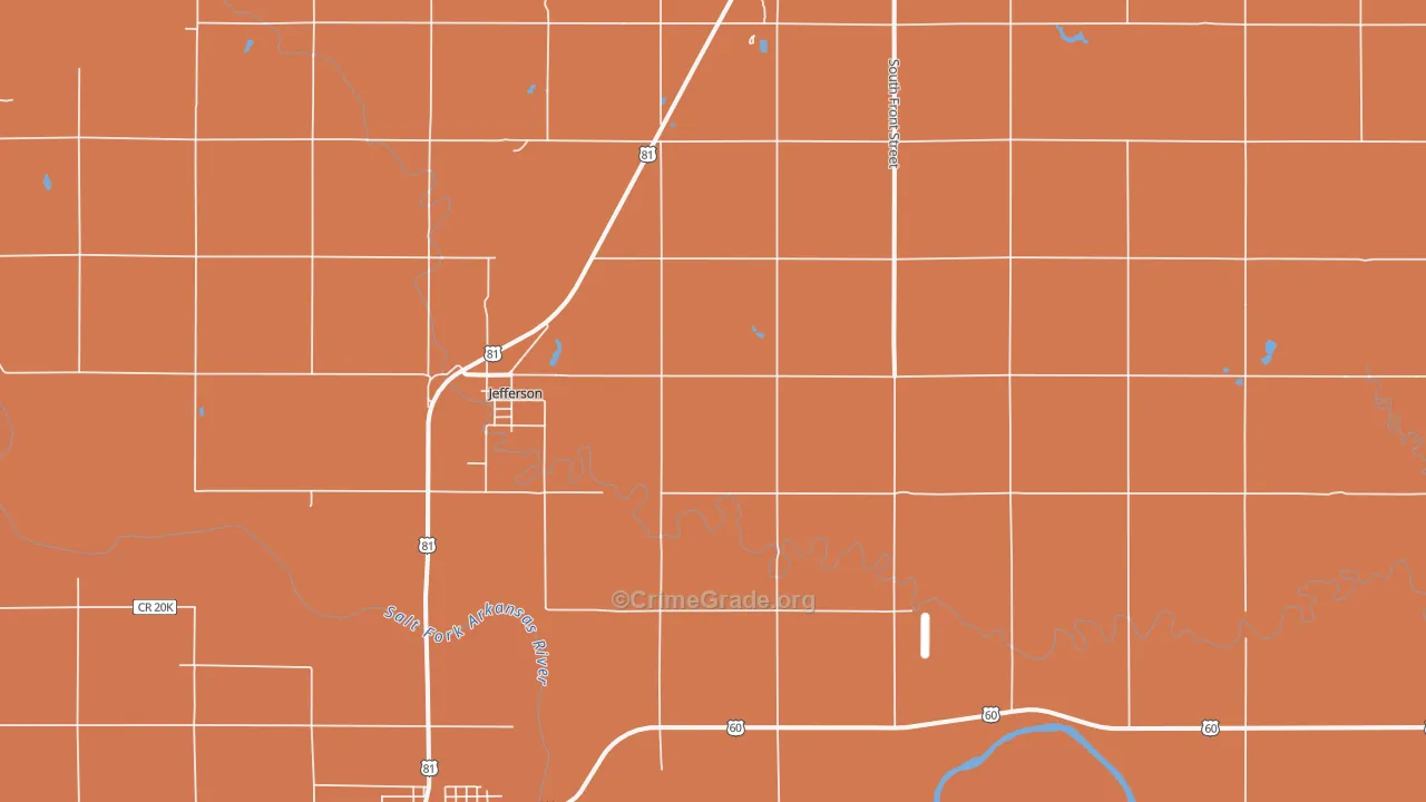 Jefferson, OK Map of Murder Rates