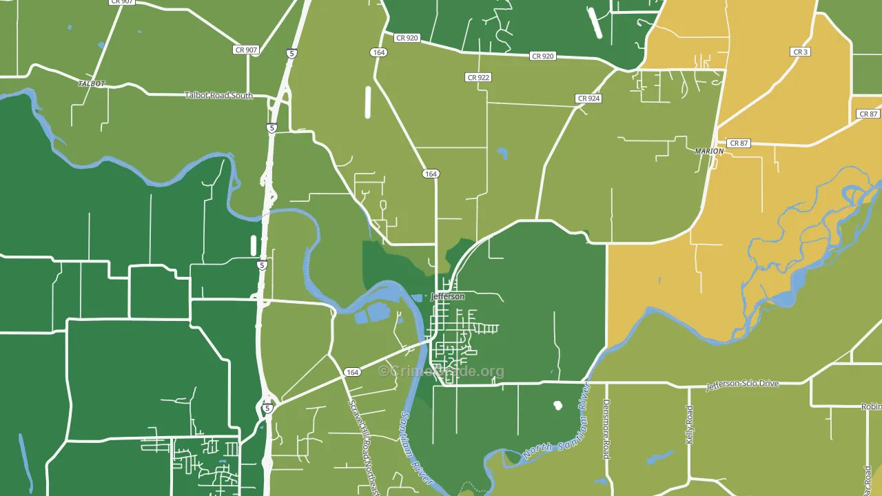 Jefferson, OR Map of Murder Rates
