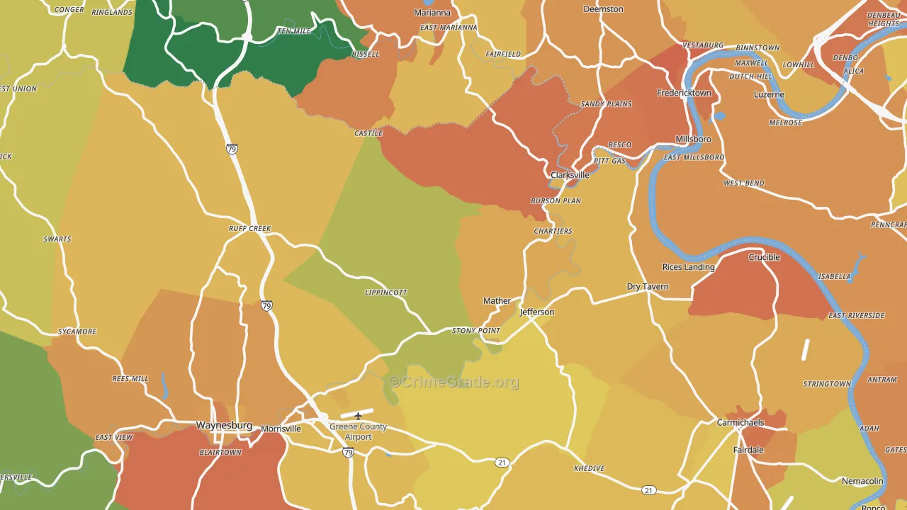 Jefferson, PA Map of Murder Rates