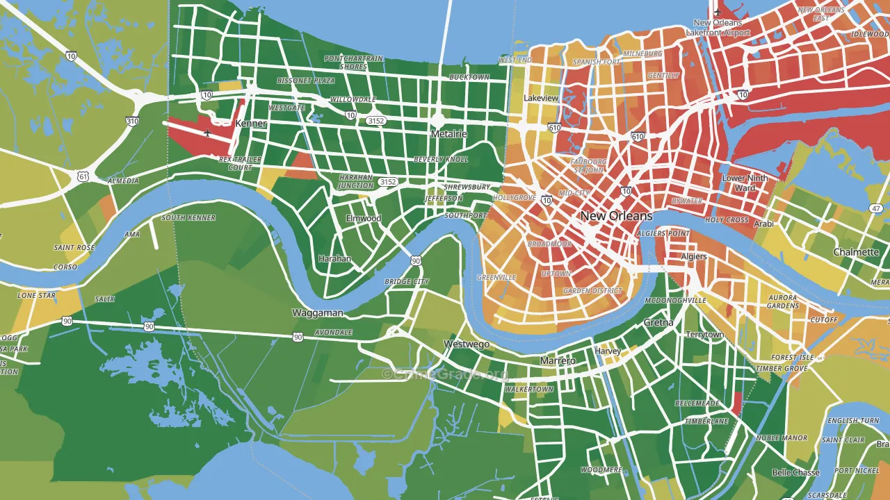 Jefferson Parish, LA Map of Murder Rates