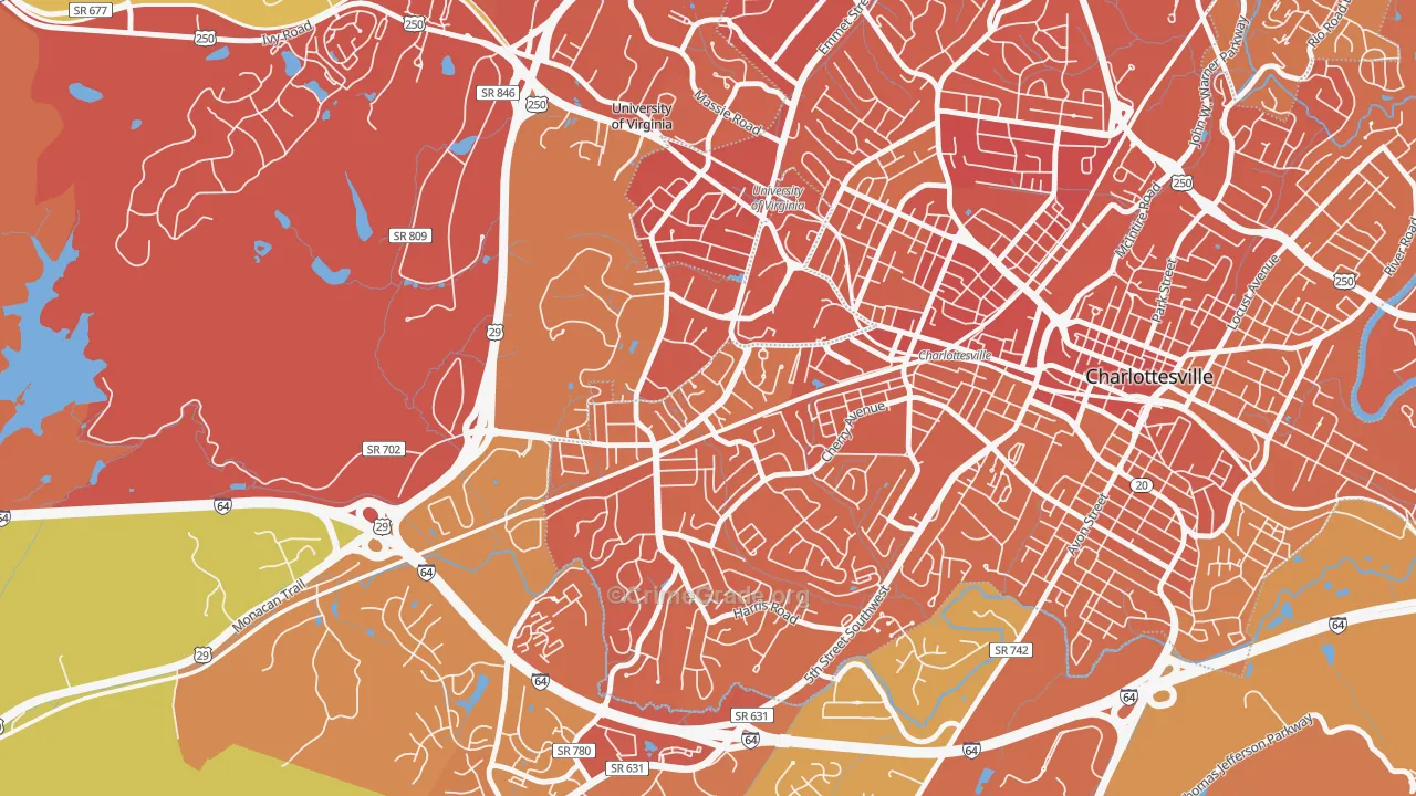 Jefferson Park, Charlottesville, VA Map of Murder Rates