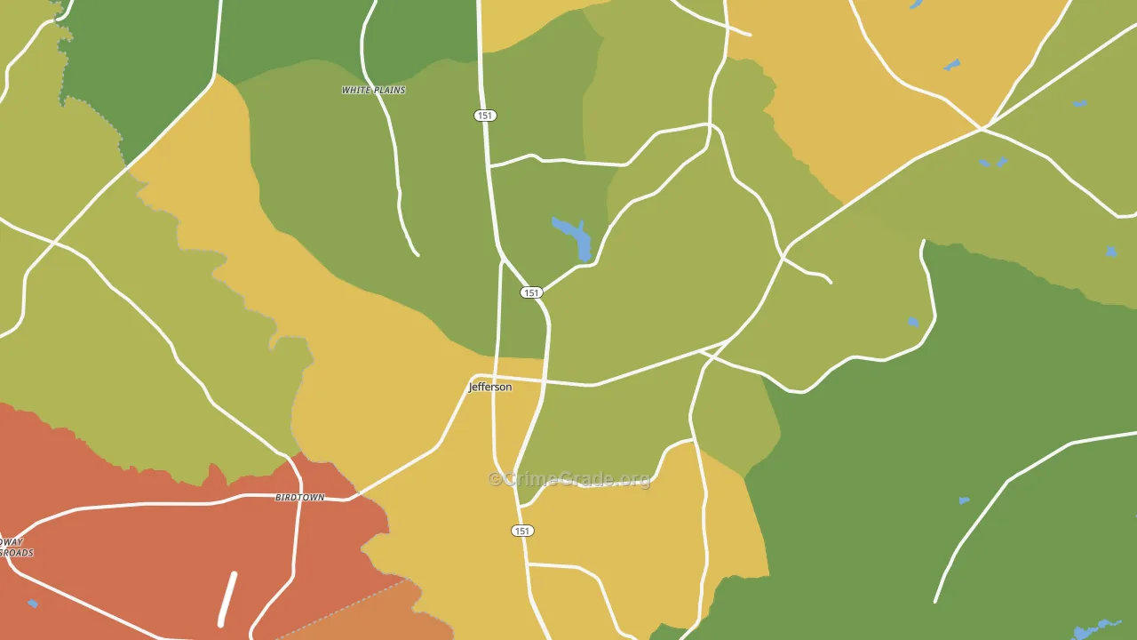 Jefferson, SC Map of Murder Rates