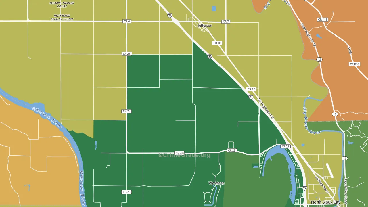 Jefferson, SD Map of Murder Rates