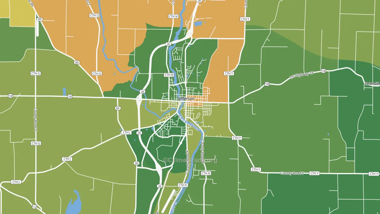 Jefferson, WI Map of Murder Rates