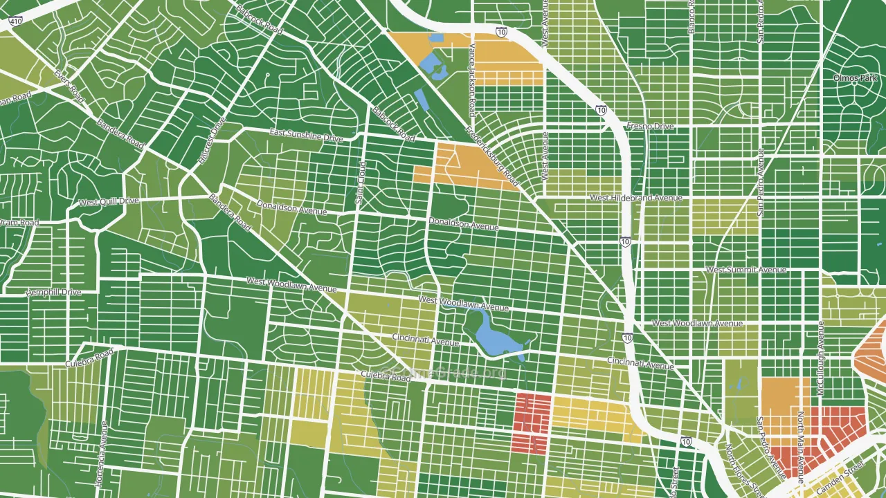 Jefferson-Woodlawn Lake, San Antonio, TX Map of Murder Rates