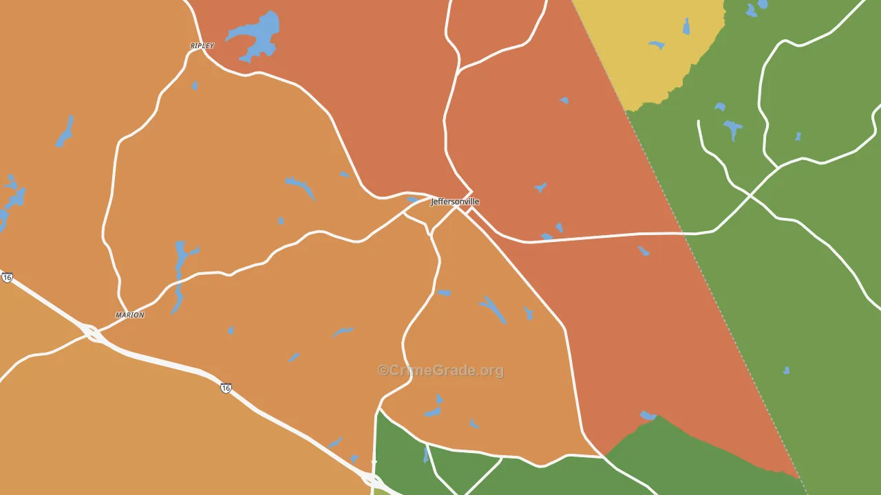 Jeffersonville, GA Map of Murder Rates
