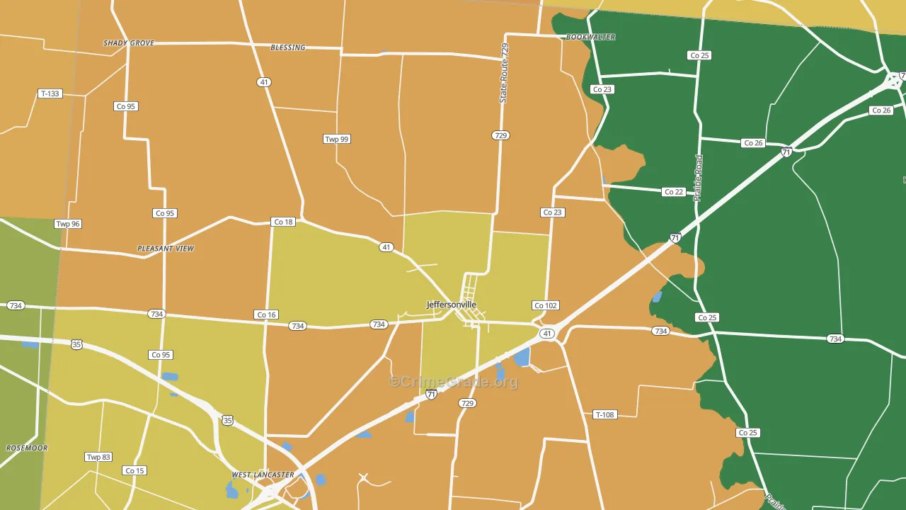 Jeffersonville, OH Map of Murder Rates
