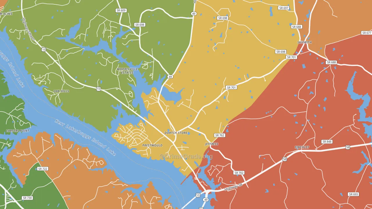 Jeffress, VA Map of Murder Rates