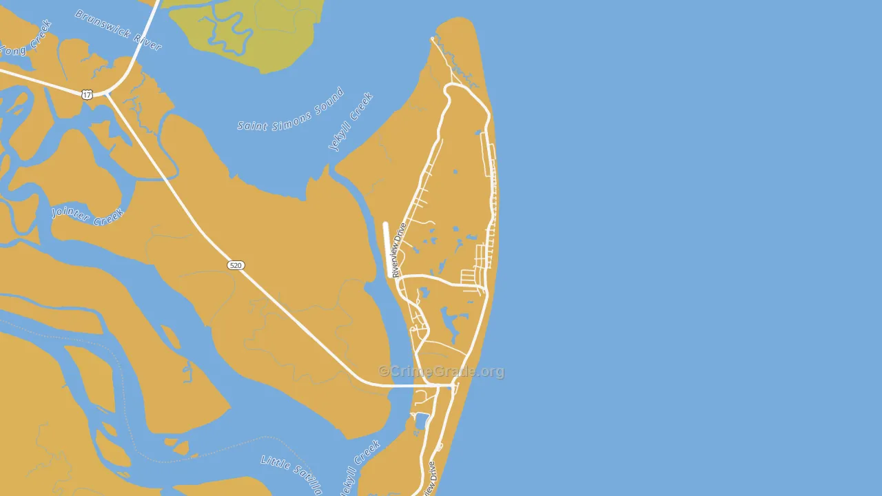 Jekyll Island, GA Map of Murder Rates