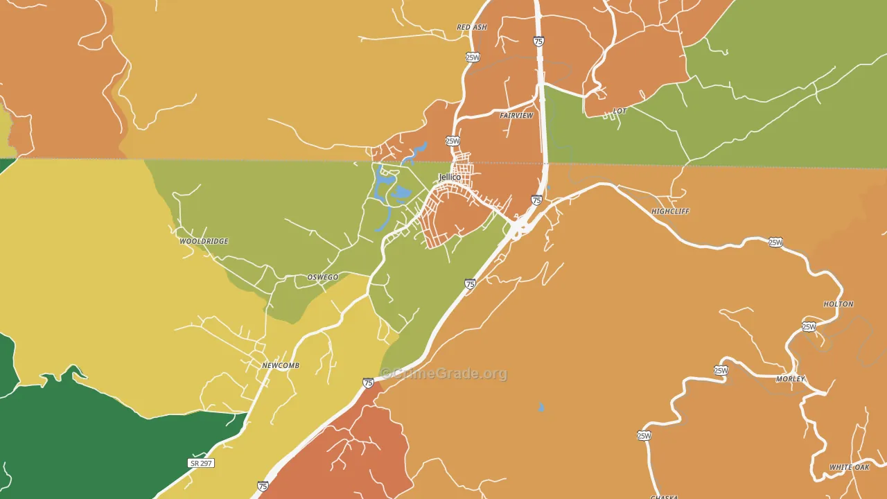 Jellico, TN Map of Murder Rates