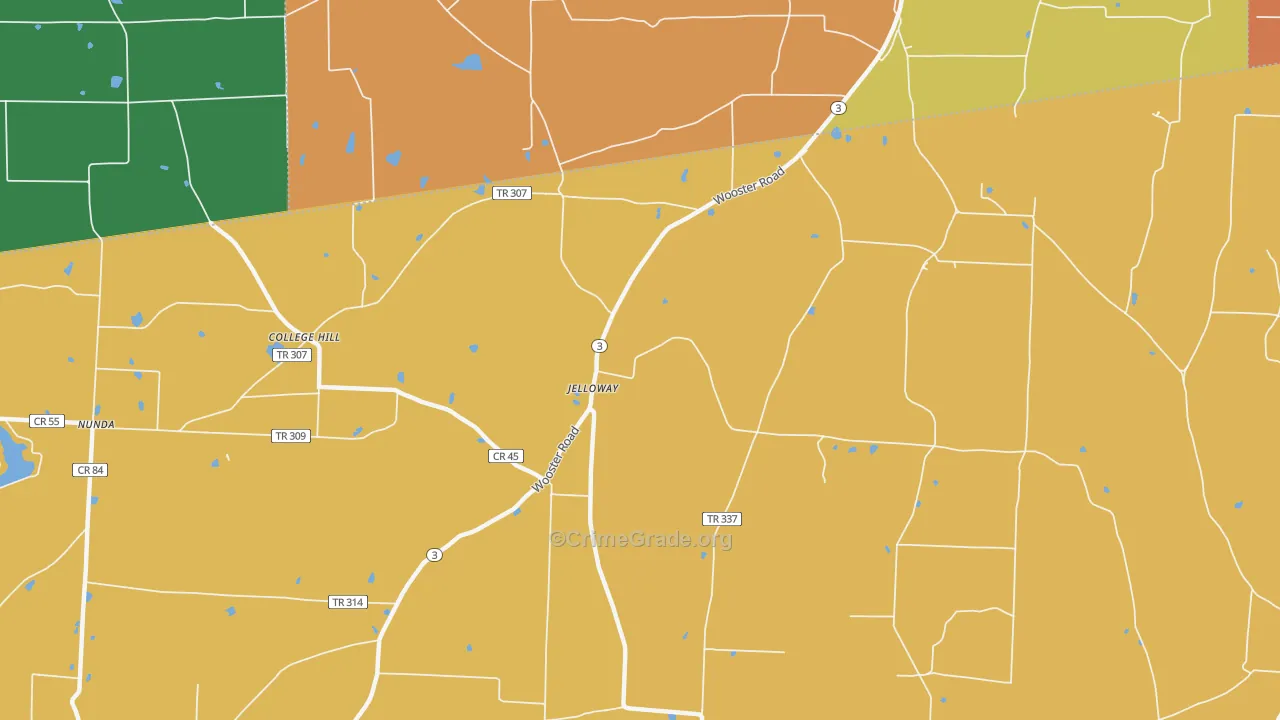 Jelloway, OH Map of Murder Rates