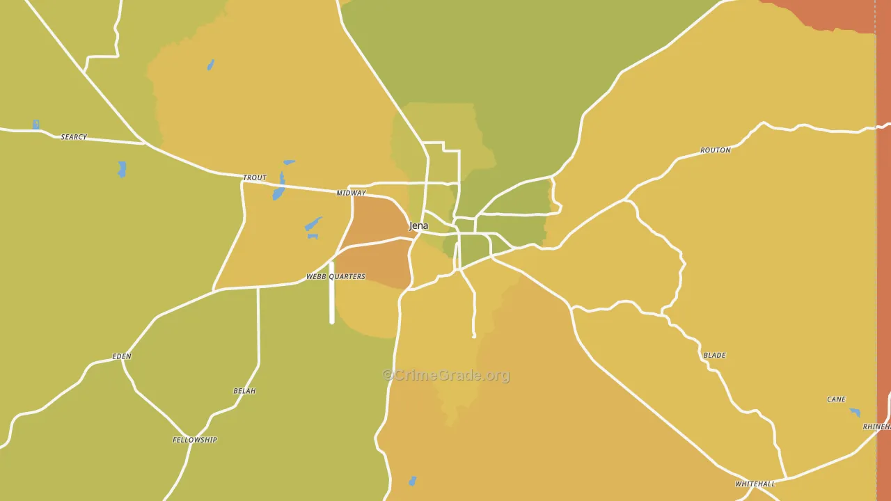 Jena, LA Map of Murder Rates