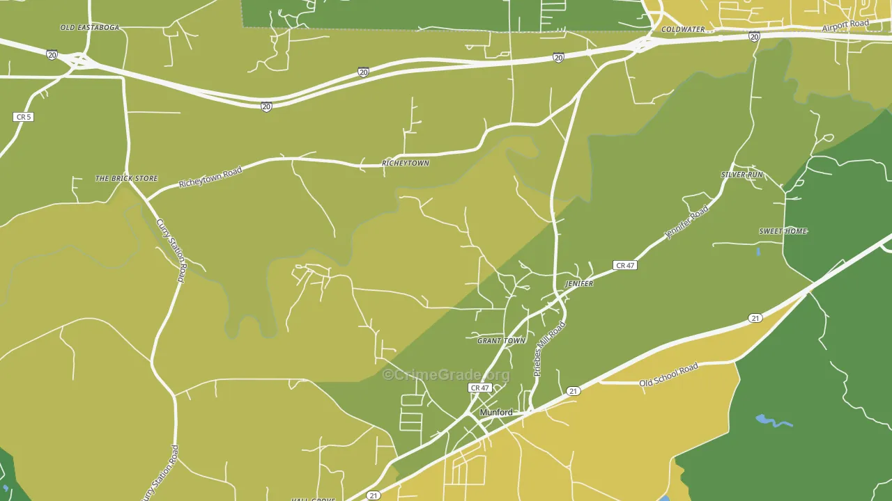 Jenifer, AL Map of Murder Rates