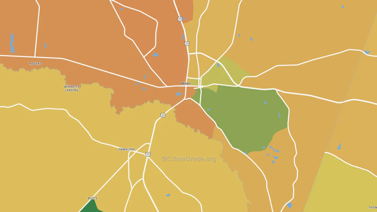 Jenkins County, GA Map of Murder Rates