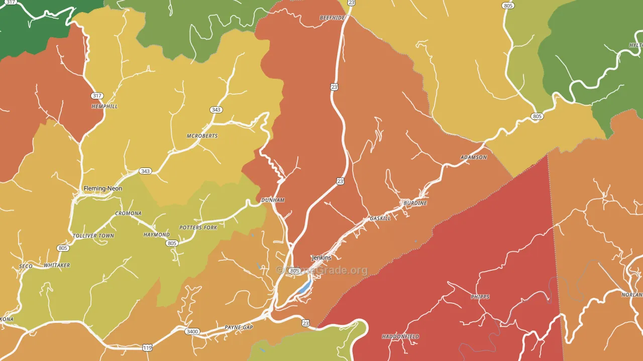 Jenkins, KY Map of Murder Rates