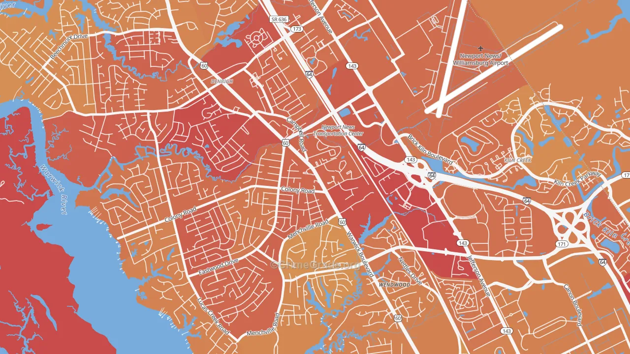 Jenkins, Newport News, VA Map of Murder Rates