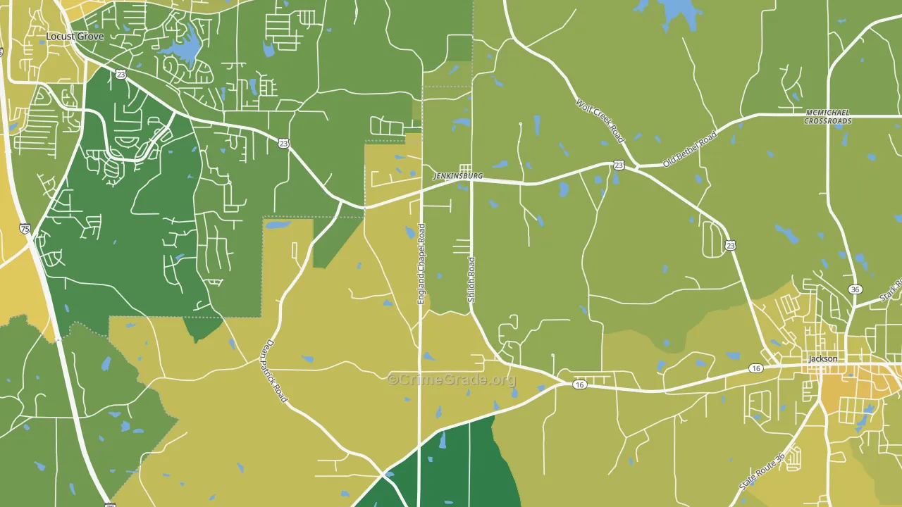 Jenkinsburg, GA Map of Murder Rates