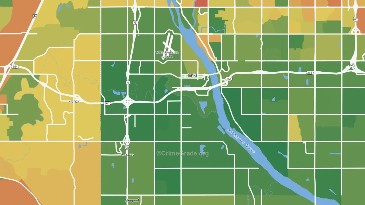 Jenks, OK Map of Murder Rates