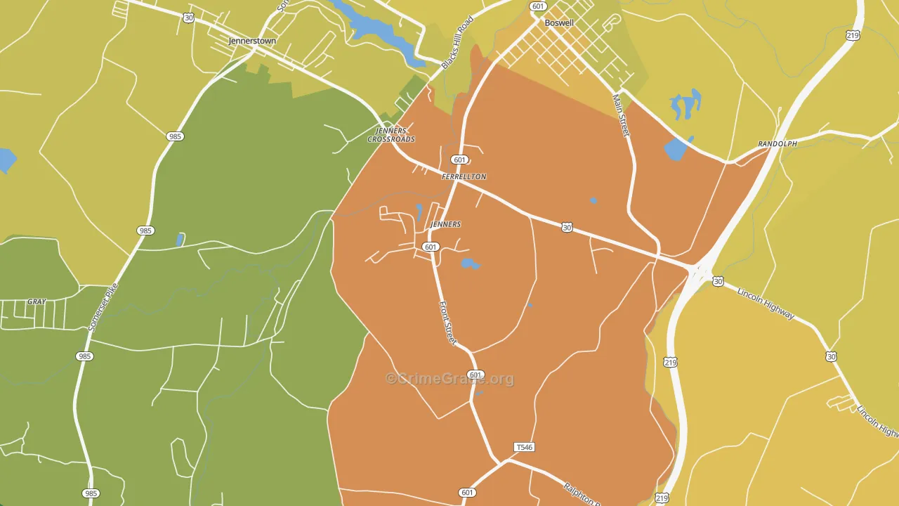 Jenners, PA Map of Murder Rates