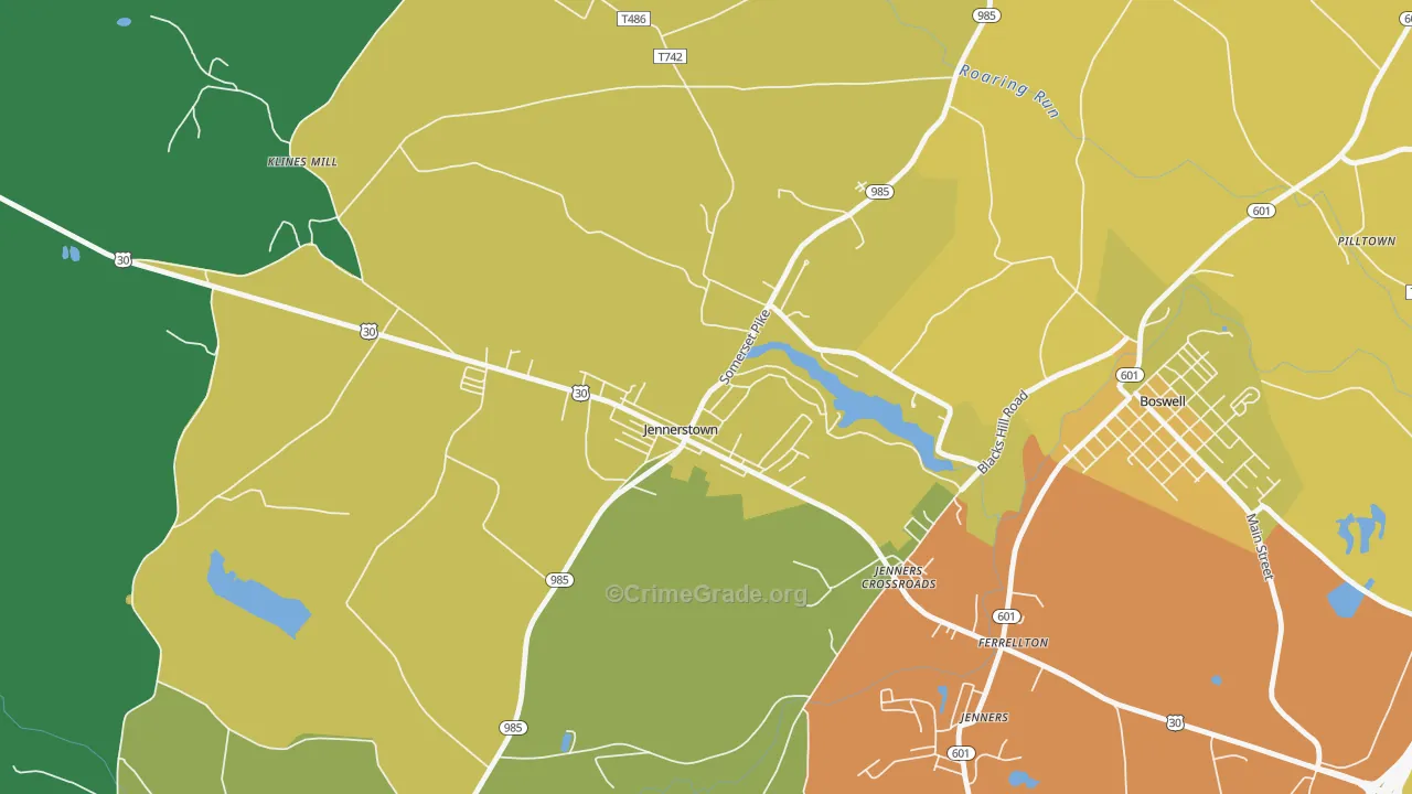 Jennerstown, PA Map of Murder Rates