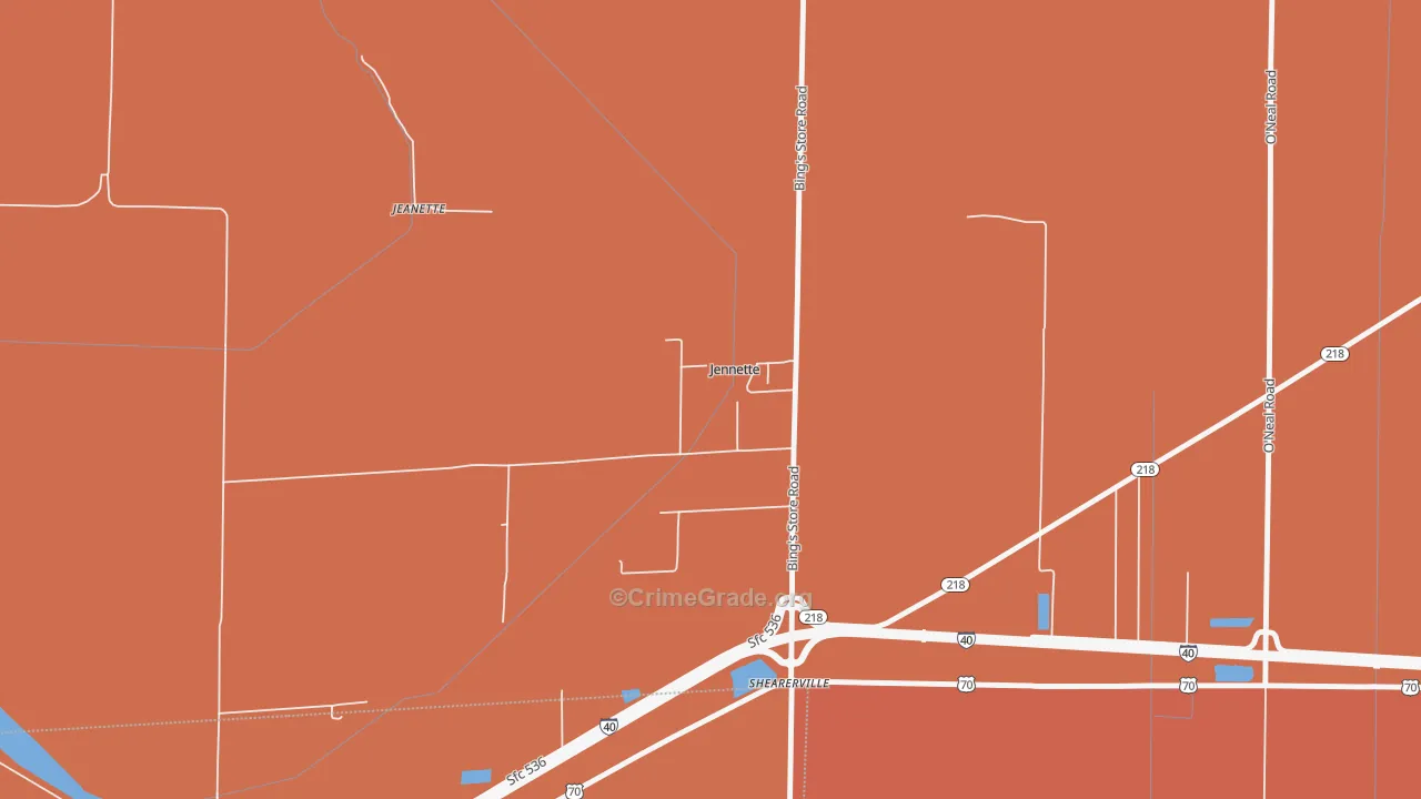 Jennette, AR Map of Murder Rates