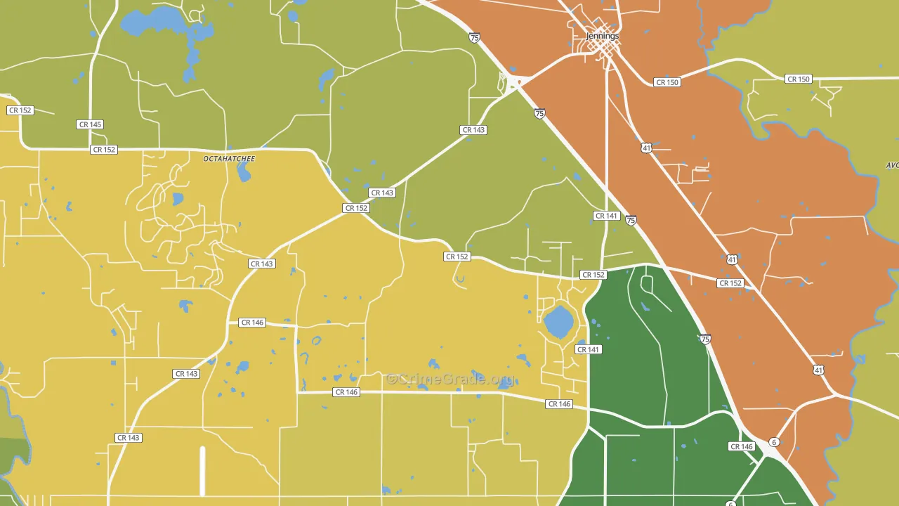 Jennings, FL Map of Murder Rates