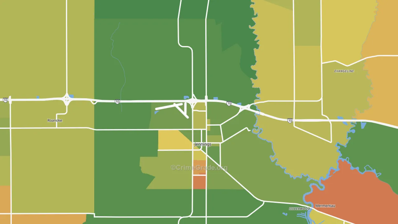 Jennings, LA Map of Murder Rates