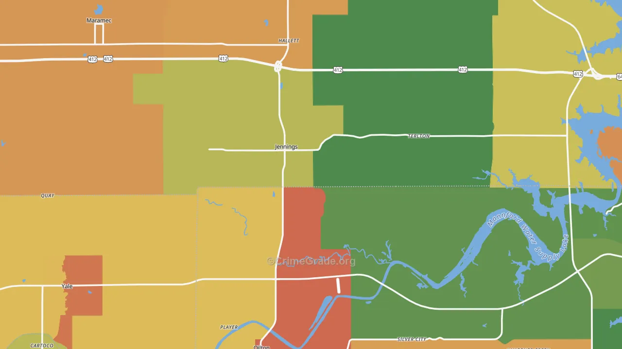 Jennings, OK Map of Murder Rates