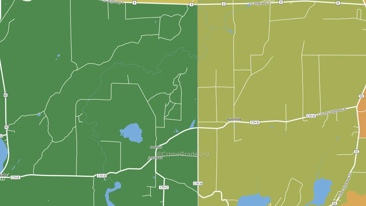 Jennings, WI Map of Murder Rates