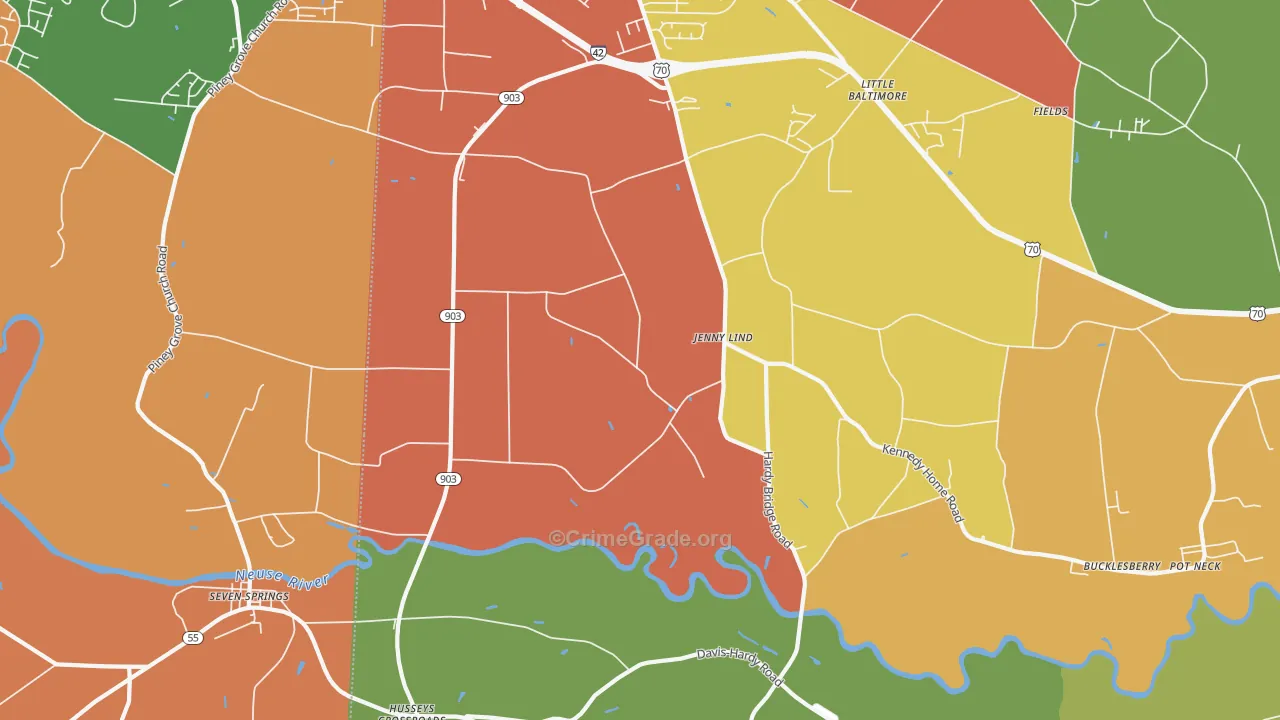 Jenny Lind, NC Map of Murder Rates