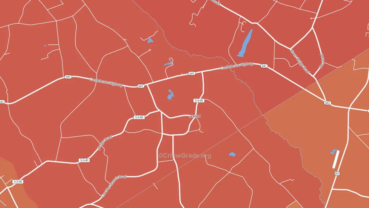 Jennys, SC Map of Murder Rates