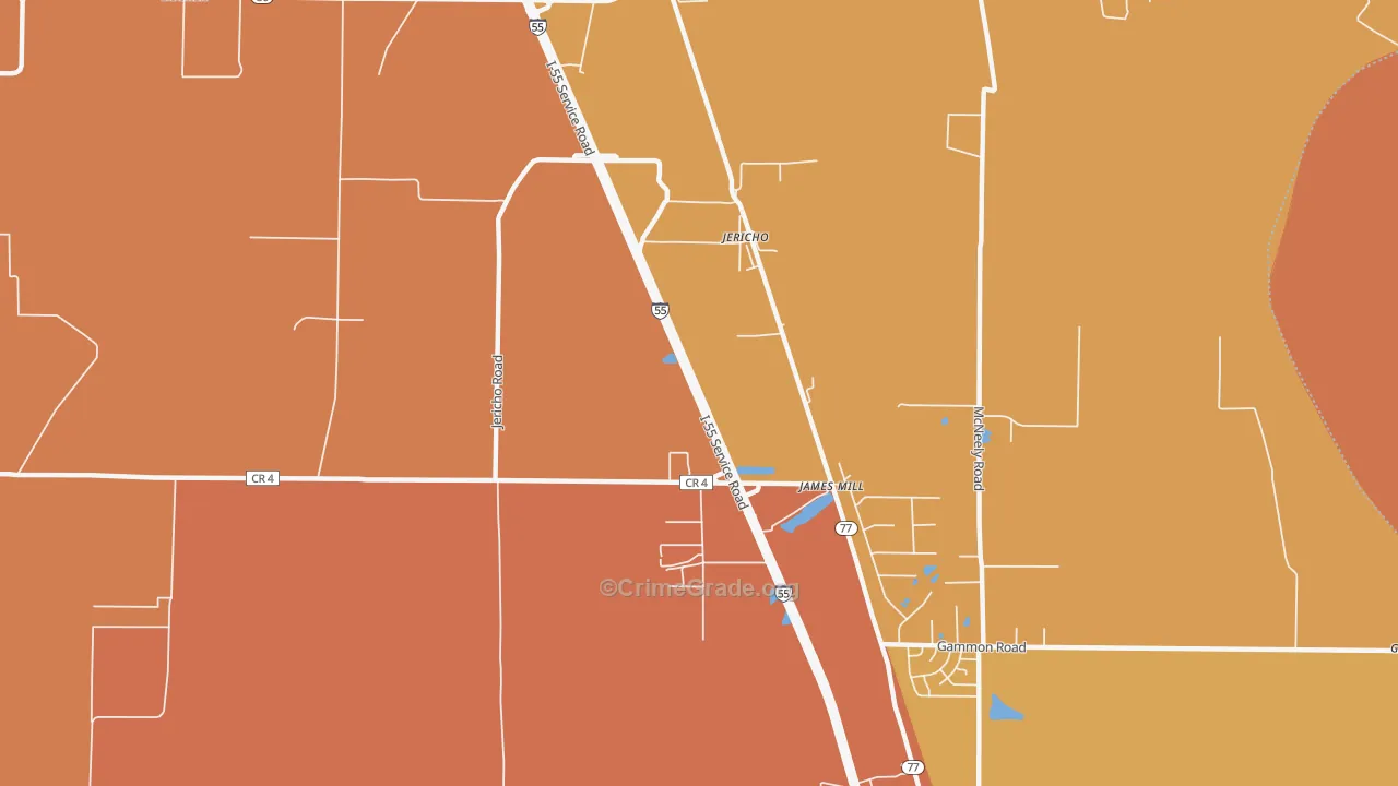 Jericho, AR Map of Murder Rates