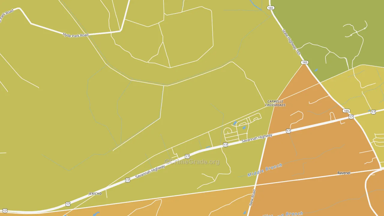 Jericho, SC Map of Murder Rates
