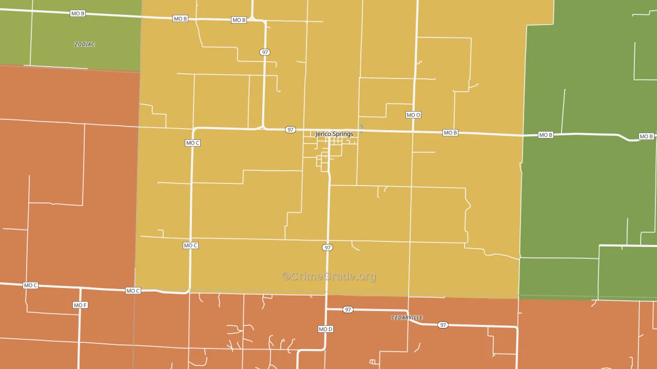 Jerico Springs, MO Map of Murder Rates