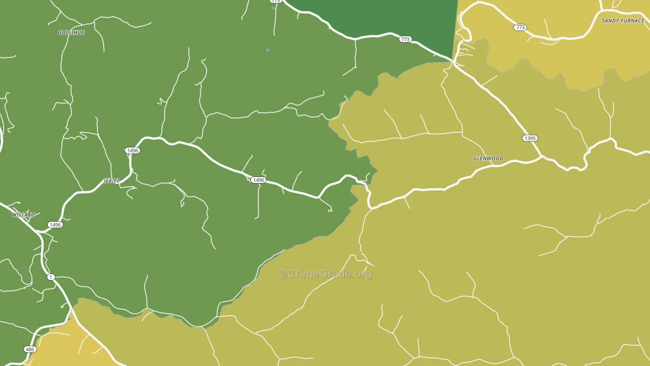Jeriel, KY Map of Murder Rates