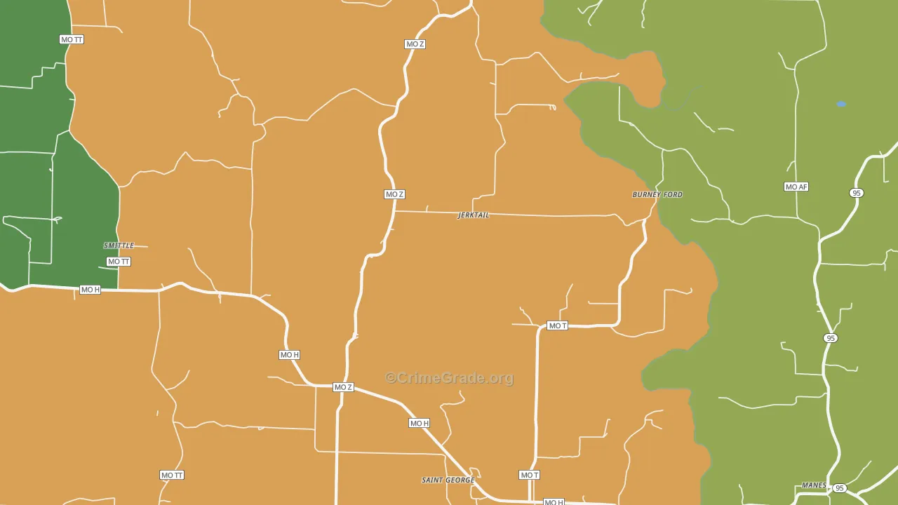 Jerktail, MO Map of Murder Rates