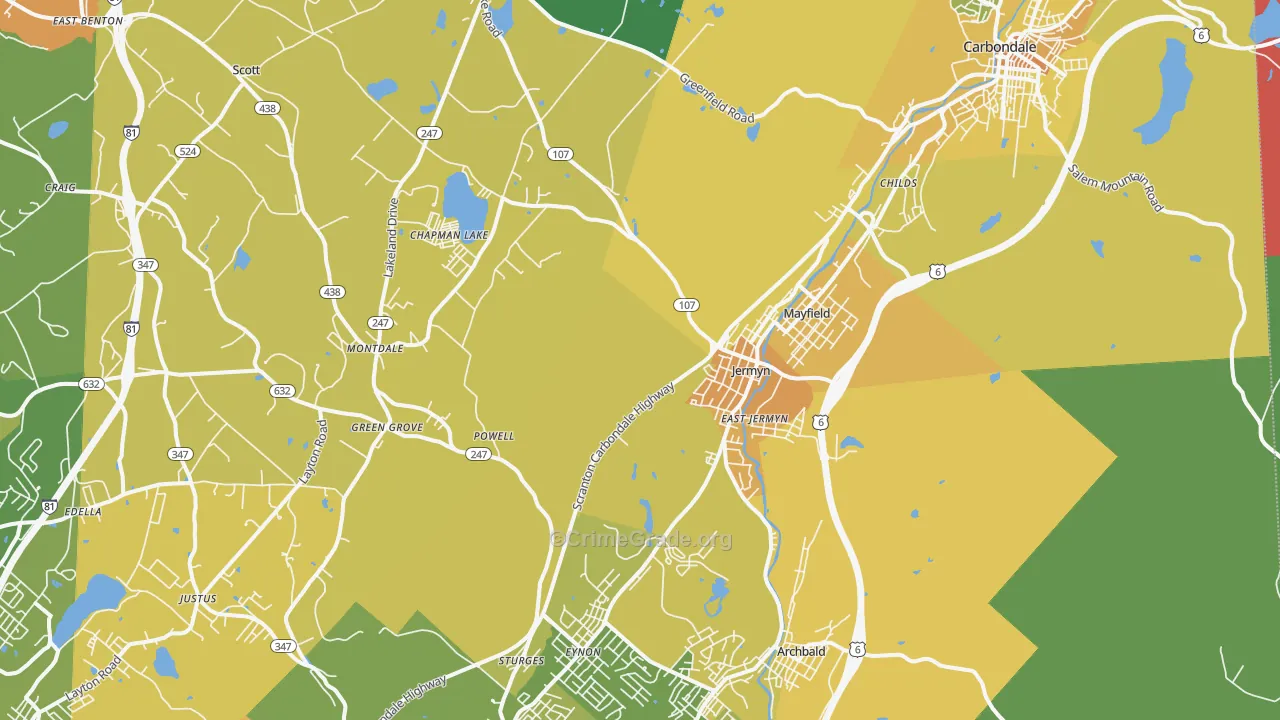 Jermyn, PA Map of Murder Rates