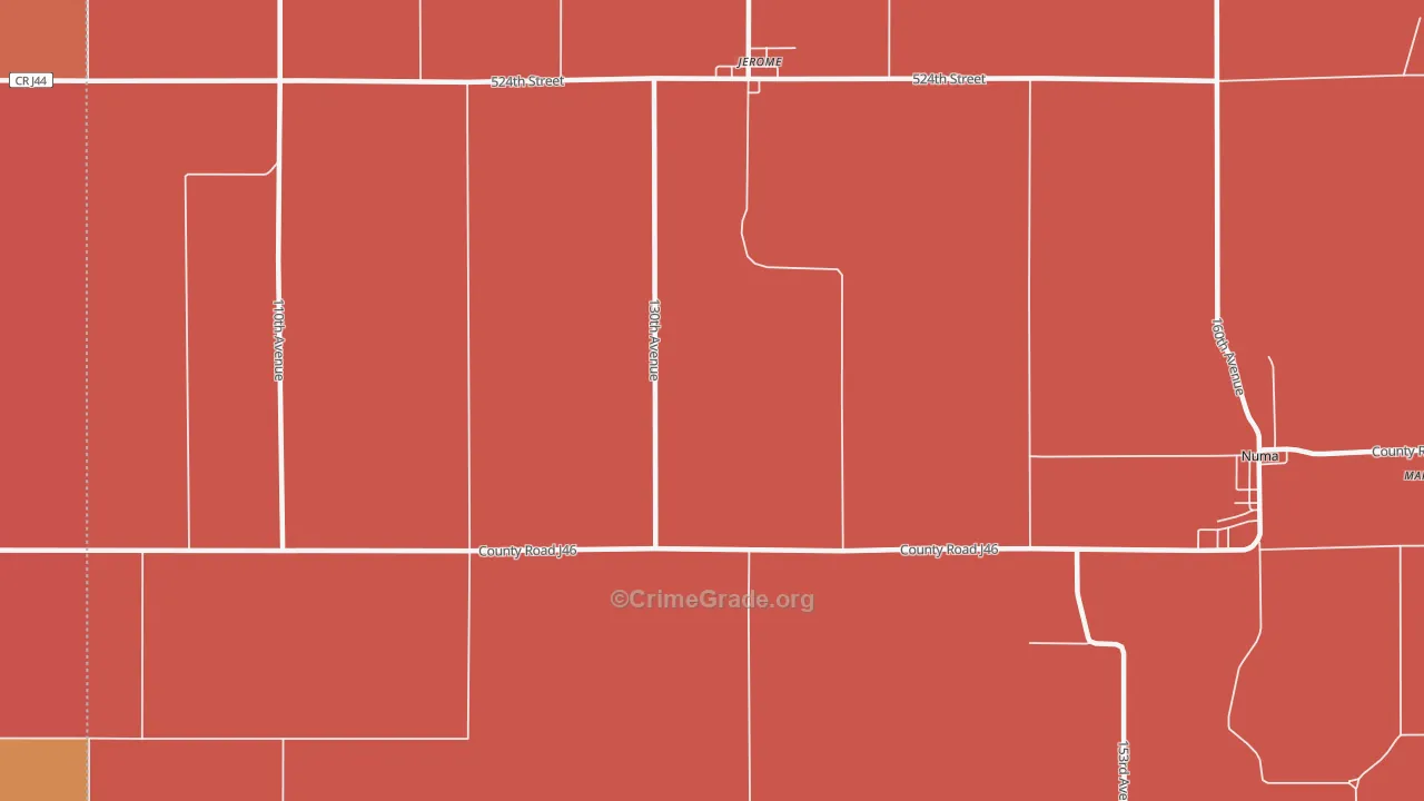 Jerome, IA Map of Murder Rates